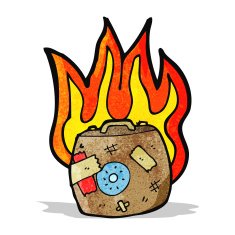 luggage on fire