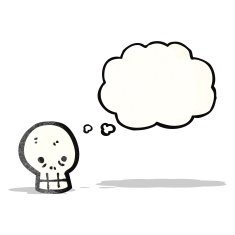 skull with thought bubble cartoon