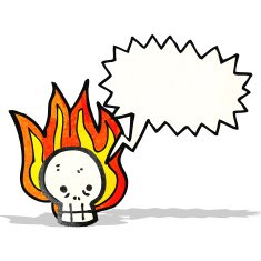 Cartoon Flaming Skull N23