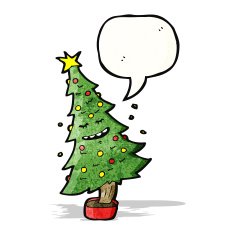 cartoon christmas tree with speech bubble N2