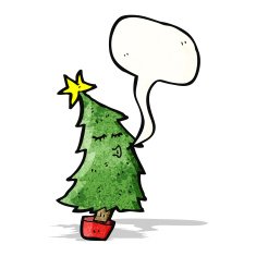cartoon christmas tree with speech bubble N3