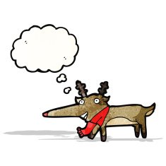 cartoon reindeer with thought bubble N4