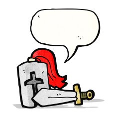 cartoon knight helmet and sword N2