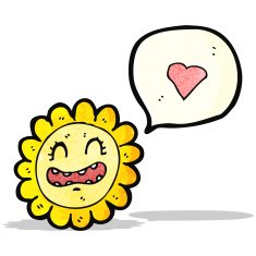 cartoon sunflower with love heart