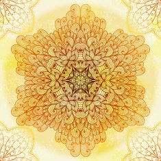 Hand drawn circular beige ornament N10