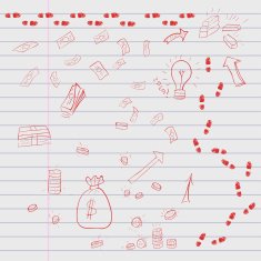 Red doodle elements of business infographic