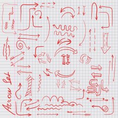 Red doodle arrow on cell sheet