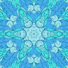 Hand drawn greeting card with blue ornament