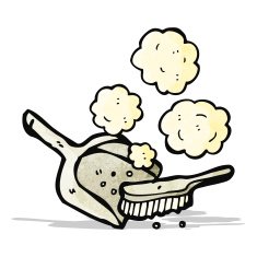 cartoon dust pan and brush
