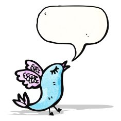 cartoon bird with speech bubble N331