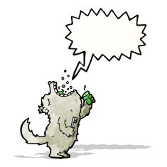 cartoon wolf gargling mouthwash
