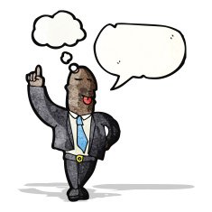 cartoon man explaining his idea