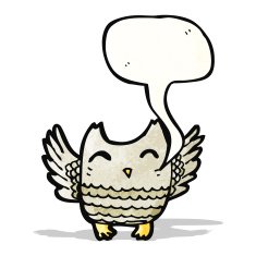 Cartoon owl with speech bubble N88