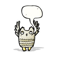 Cartoon owl with speech bubble N89