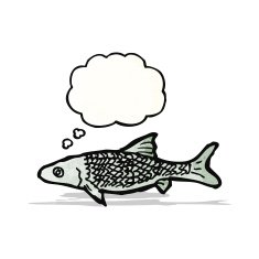 cartoon fish with thought bubble N109