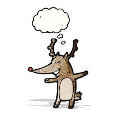 cartoon reindeer with thought bubble N5