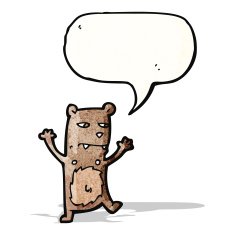 little bear with speech bubble cartoon