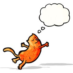 cartoon cat with thought bubble N91