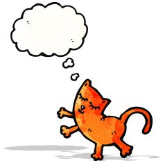 cartoon cat with thought bubble N92