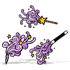 cartoon magic wands casting spells