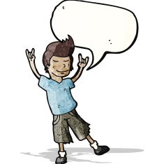 happy cartoon man with speech bubble N3