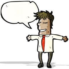 happy cartoon man with speech bubble N4
