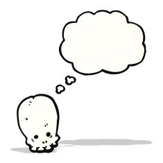 cartoon skull with thought bubble N53