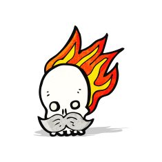 Cartoon Flaming Skull N24
