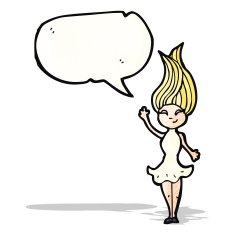 cartoon blond woman in dress