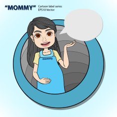 cartoon label "Mommy" vector illustration