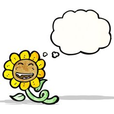 cartoon sunflower with thought bubble N2