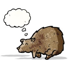 cartoon bear with thought bubble N26