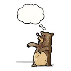 cartoon bear with thought bubble N28