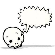 spooky skull symbol with speech bubble N2