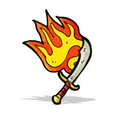 cartoon flaming sword N7