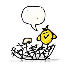 chid's drawing of a bird in nest