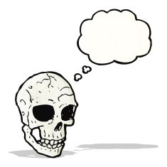 cartoon skull with thought bubble N55