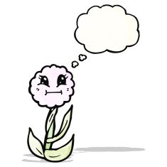 cartoon flower with thought bubble N44