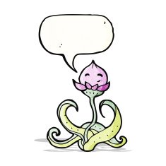 cartoon flower with speech bubble N64