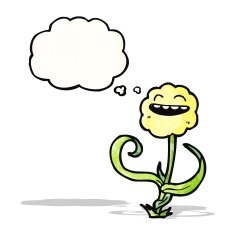 cartoon flower with thougth bubble