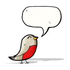 cartoon robin with thought bubble N46
