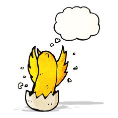 hatching chick with thought bubble