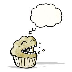 cartoon muffin with thought bubble N2