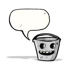 happy bucket cartoon character