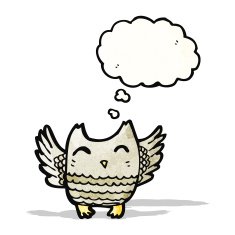 cartoon owl with thought bubble N77