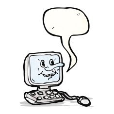 cartoon talking computer character