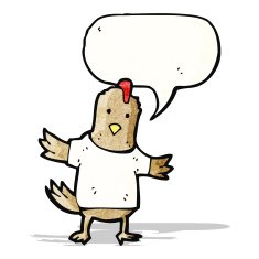 chicken with speech bubble cartoon