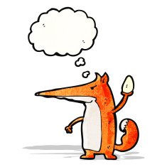 cartoon fox throwing egg