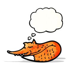cartoon fox with thought bubble N25