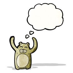 cartoon bear with thought bubble N29